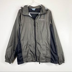 COLUMBIA Zip Up Hooded Rain Jacket Black Gray Medium